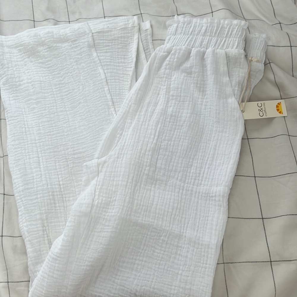 white linen pants